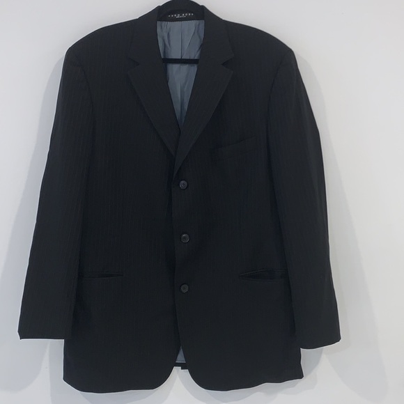 Hugo Boss black pinstripes Wool Rossellini Movie super 120 blazer size 48R - Picture 5 of 13